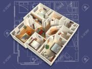 45234929-3D-House-Interior-on-a-Blueprint-Stock-Photo